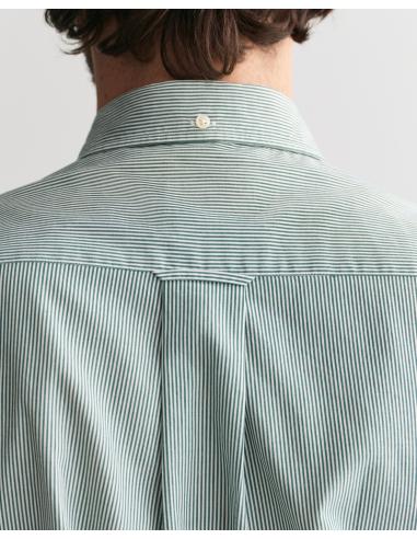 Camisa Gant Poplin, Raya Fina, Verde | ¡Complemento perfecto para tu estilo!