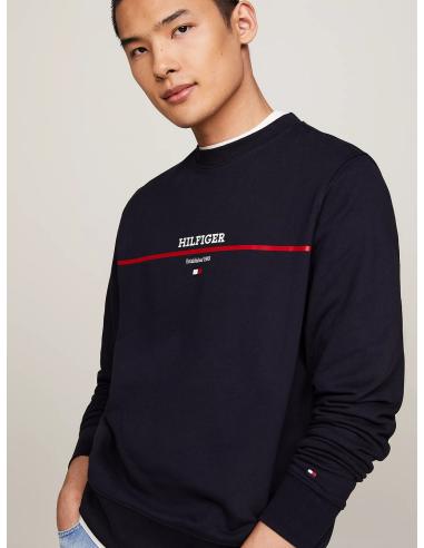 Sudadera Tommy Hilfiger: Felpa, Cuello Redondo Azul. Sudadera Tommy Hilfiger: Felpa, Cuello Redondo Azul.