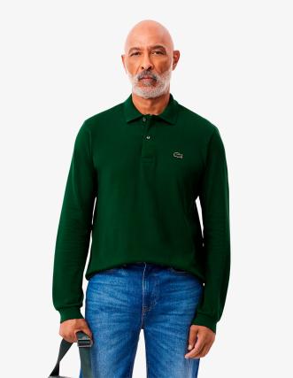 Polo Lacoste Manga Larga Básico Verde | Manzanos Moda