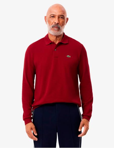 Polo Lacoste Burdeos Manga Larga Basic