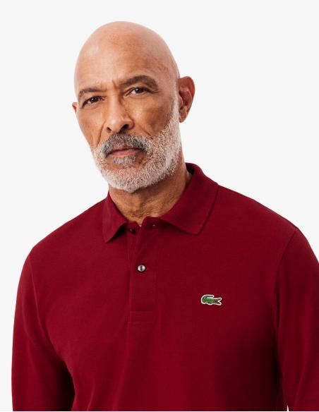 Polo Lacoste Burdeos Manga Larga Basic