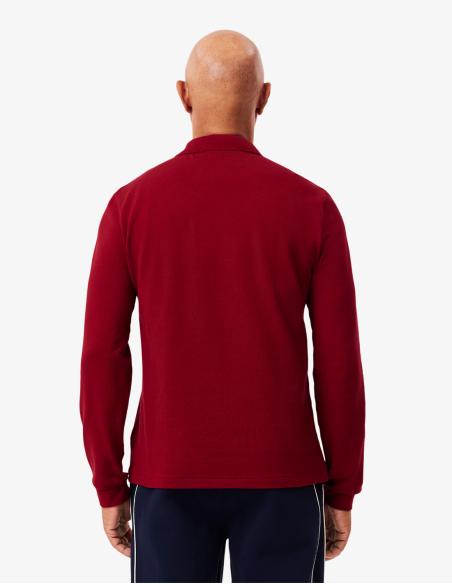 Polo Lacoste Burdeos Manga Larga Basic