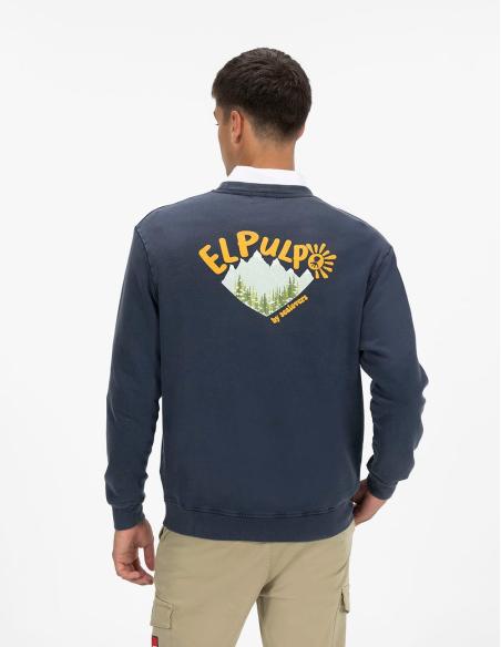Sudadera El Pulpo Azul Marino Estampado Relieve - Mujer