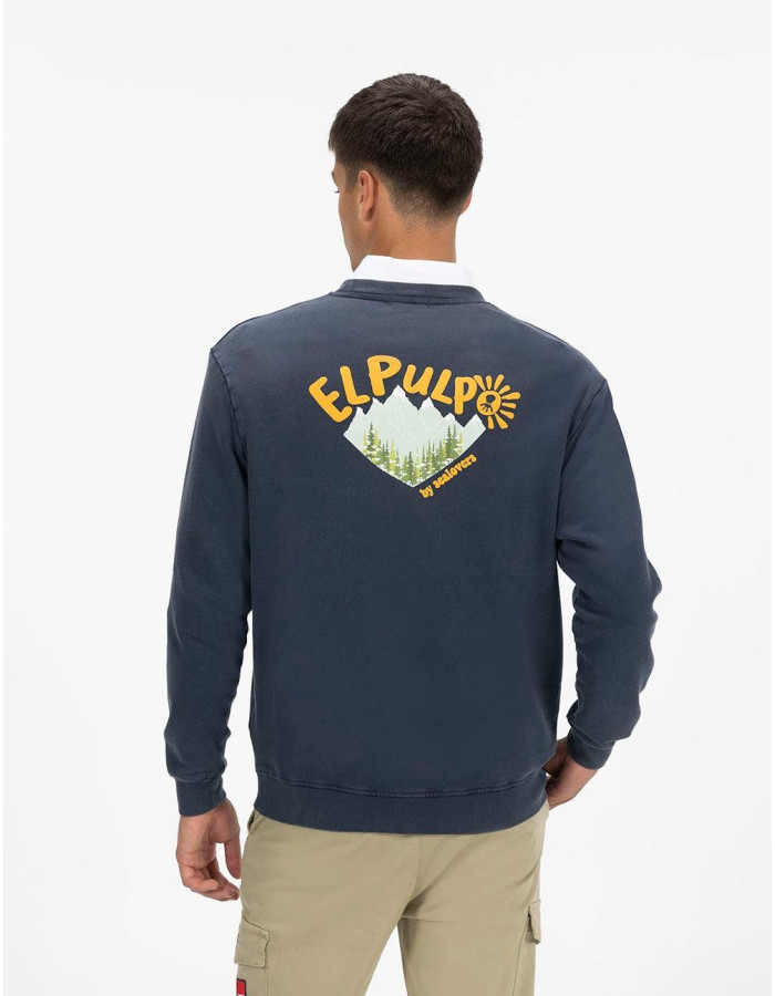 Sudadera El Pulpo Azul Marino Estampado Relieve - Mujer