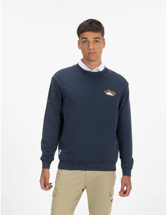Sudadera El Pulpo Azul Marino Estampado Relieve - Mujer