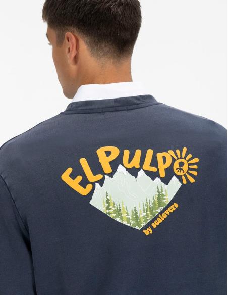 Sudadera El Pulpo Azul Marino Estampado Relieve - Mujer