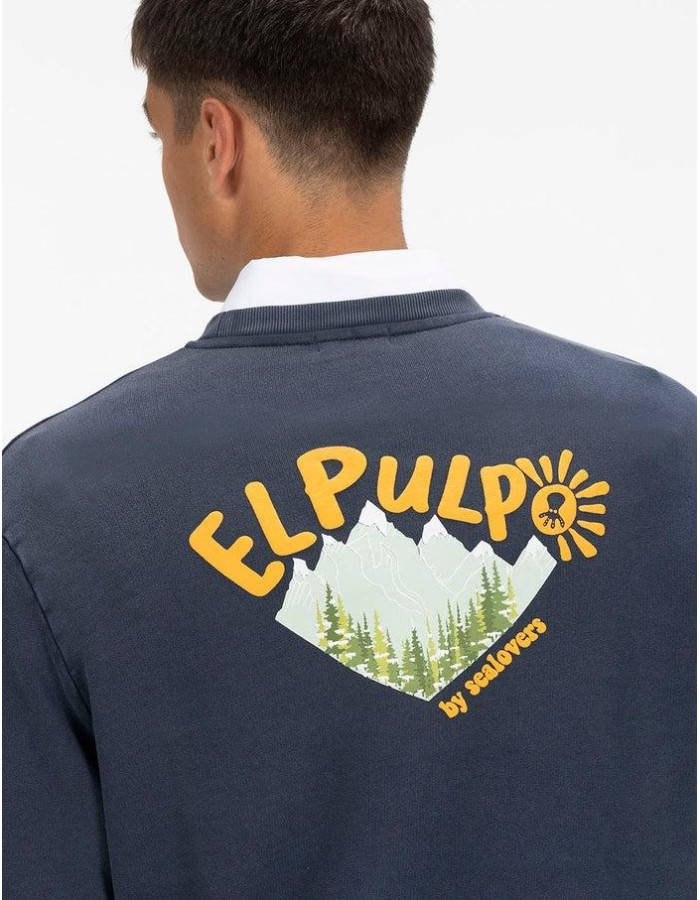 Sudadera El Pulpo Azul Marino Estampado Relieve - Mujer