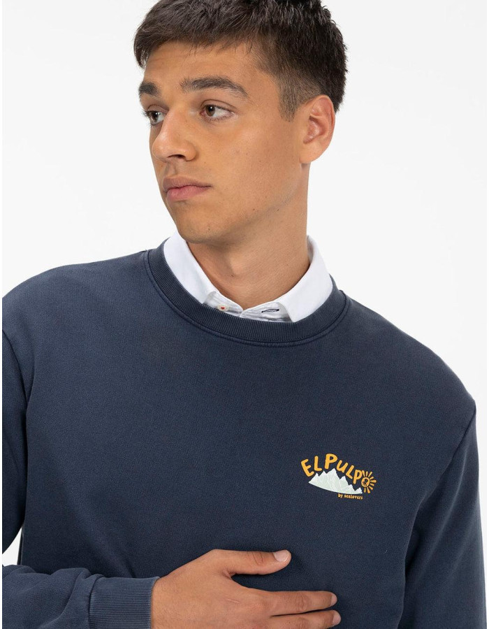 Sudadera El Pulpo Azul Marino Estampado Relieve - Mujer
