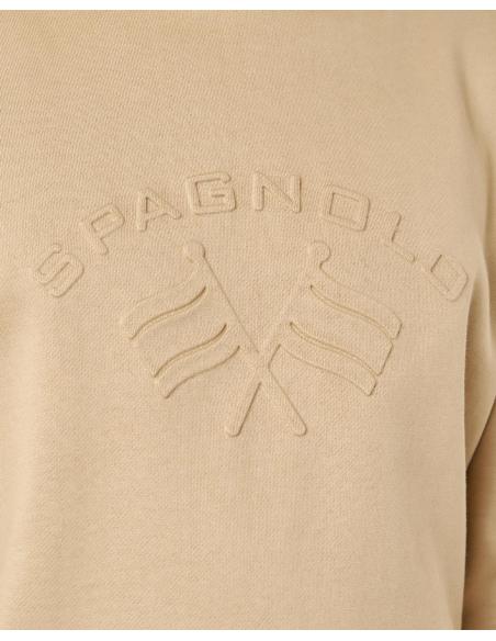Sudadera Spagnolo Beige Logo Embosado - Sudadera Hombre Calidad Premium