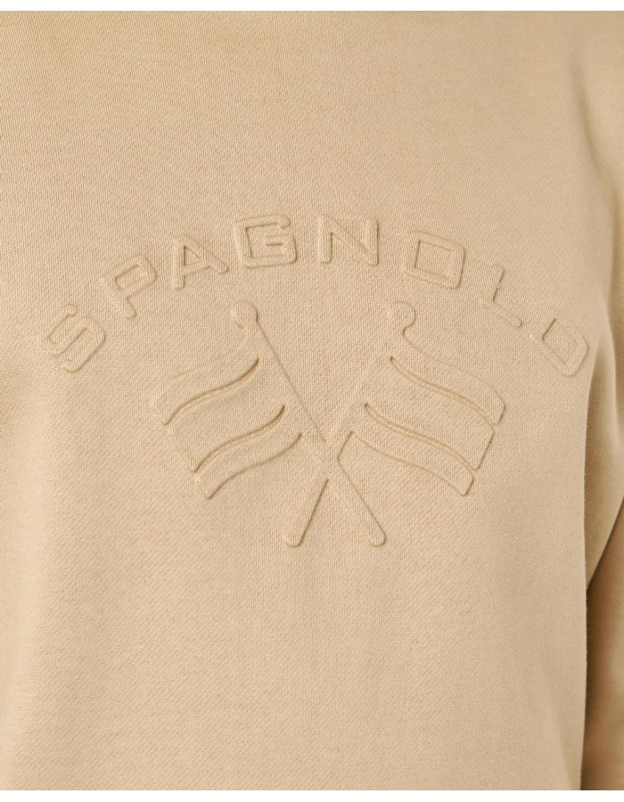 Sudadera Spagnolo Beige Logo Embosado - Sudadera Hombre Calidad Premium