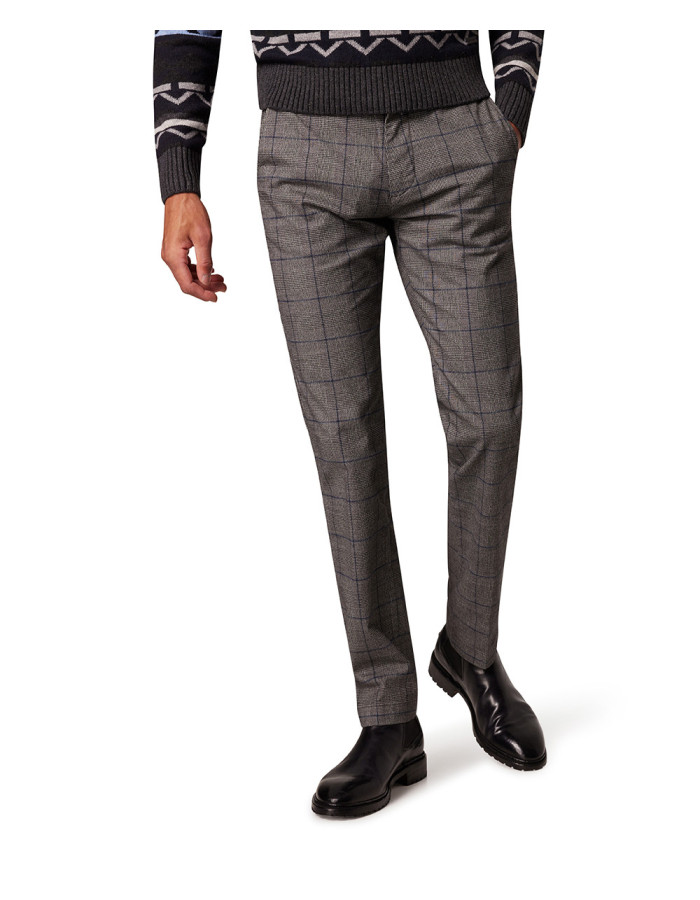 Pantalón Chino Hombre Pierre Cardin Cuadro de Gales Gris - Algodón Elastano