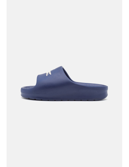 Blue Lacoste slide puffy sole