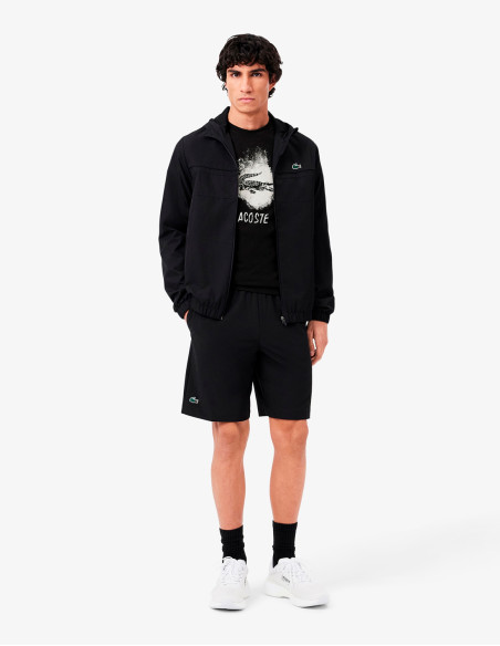 Camiseta marca Lacoste deportiva con gráfico Ultra Dry negro