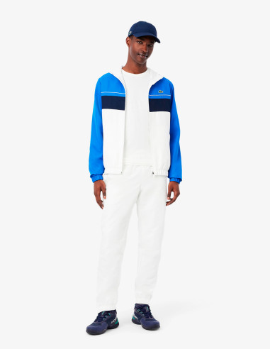 Chándal Lacoste Tafetán Blanco Marino - Conjunto Deportivo Hombre con Capucha