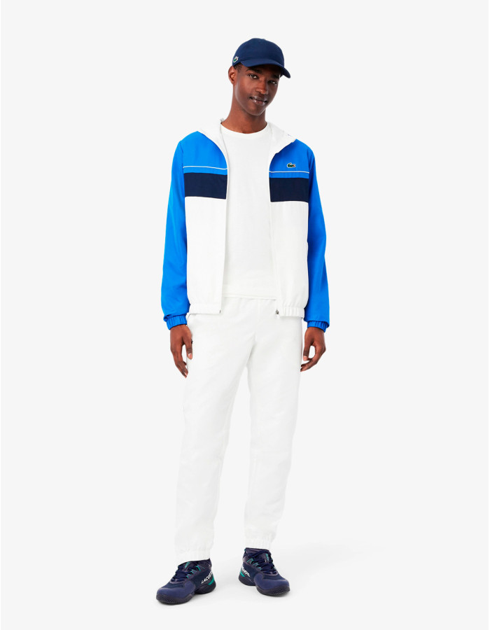 Chándal Lacoste Tafetán Blanco Marino - Conjunto Deportivo Hombre con Capucha