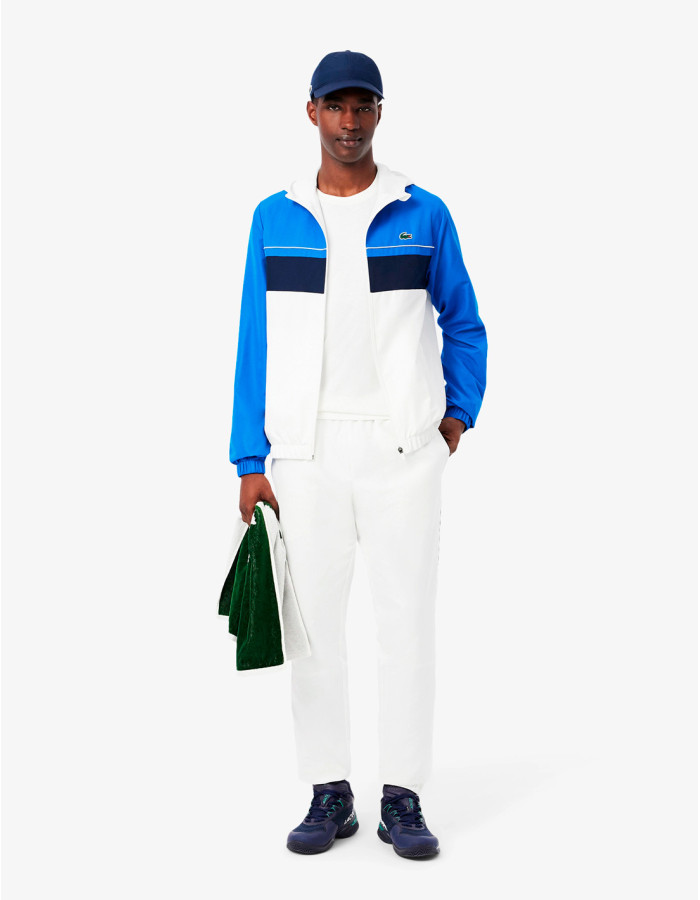 Chándal Lacoste Tafetán Blanco Marino - Conjunto Deportivo Hombre con Capucha