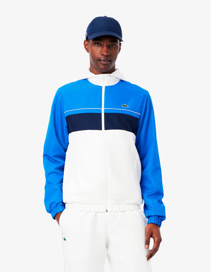 Chándal Lacoste Tafetán Blanco Marino - Conjunto Deportivo Hombre con Capucha