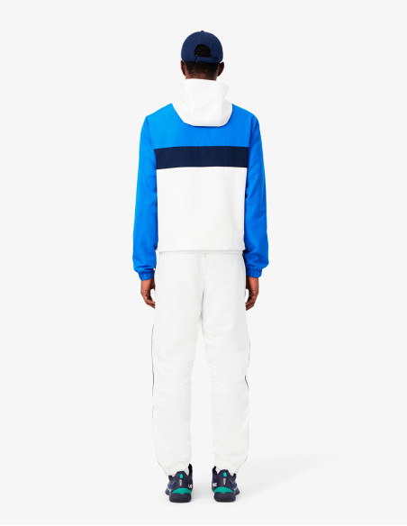 Chándal Lacoste Tafetán Blanco Marino - Conjunto Deportivo Hombre con Capucha