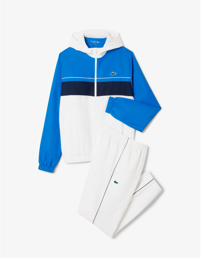 Chándal Lacoste Tafetán Blanco Marino - Conjunto Deportivo Hombre con Capucha