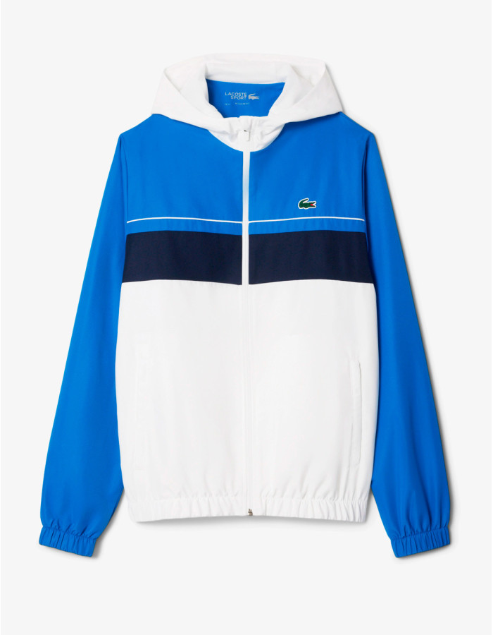 Chándal Lacoste Tafetán Blanco Marino - Conjunto Deportivo Hombre con Capucha