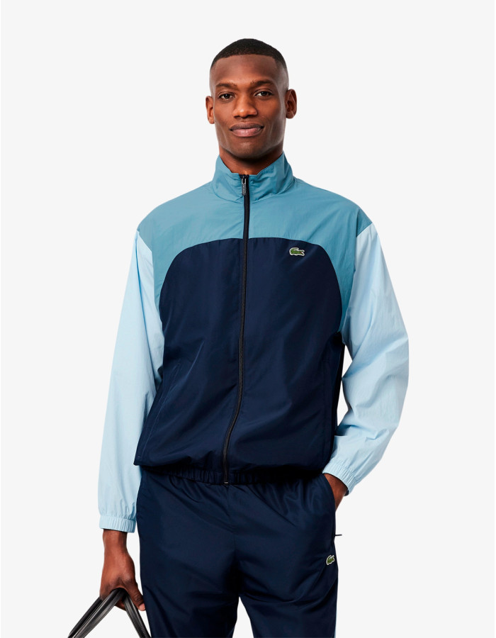 Chaqueta Lacoste Hidrófuga Bloques Color Marine - Deportiva Impermeable Hombre
