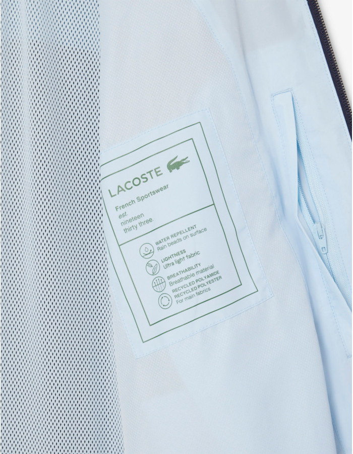 Chaqueta Lacoste Hidrófuga Bloques Color Marine - Deportiva Impermeable Hombre