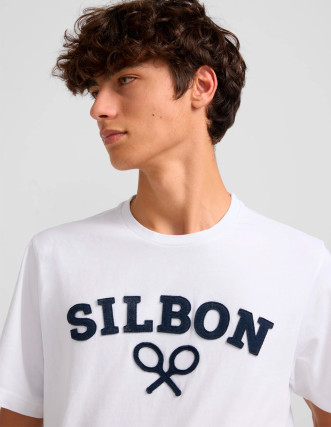 Camiseta Silbon Raqueta Media Blanca | Moda Casual para Hombre