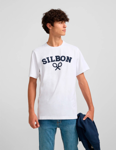 Camiseta Silbon Raqueta Media Blanca | Moda Casual para Hombre Camiseta Silbon Raqueta Media Blanca | Moda Casual para Hombre