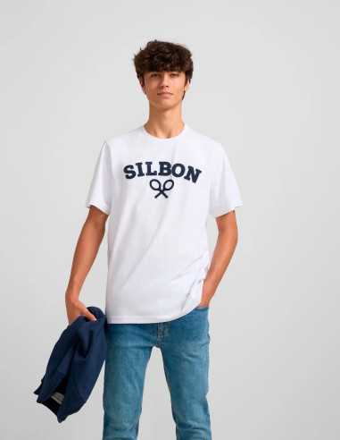 Camiseta Silbon Raqueta Media Blanca | Moda Casual para Hombre Camiseta Silbon Raqueta Media Blanca | Moda Casual para Hombre