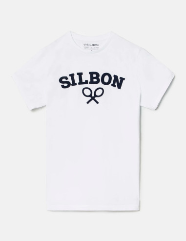 Camiseta Silbon Raqueta Media Blanca | Moda Casual para Hombre Camiseta Silbon Raqueta Media Blanca | Moda Casual para Hombre