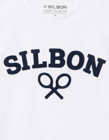 Camiseta Silbon Raqueta Media Blanca | Moda Casual para Hombre Camiseta Silbon Raqueta Media Blanca | Moda Casual para Hombre