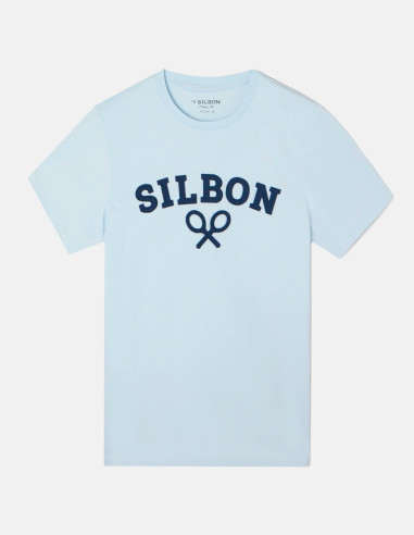 Camiseta Silbon Raqueta Media Celeste | Estilo Casual para Hombre Camiseta Silbon Raqueta Media Celeste | Estilo Casual para Hombre