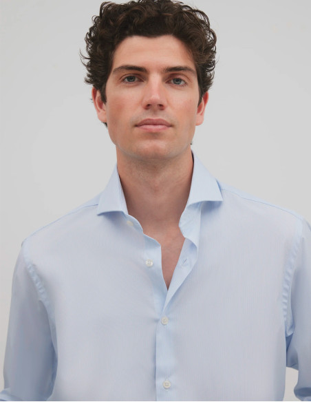 Camisa Silbon Vestir Mini Rayas Celeste | Estilo Formal para Hombre