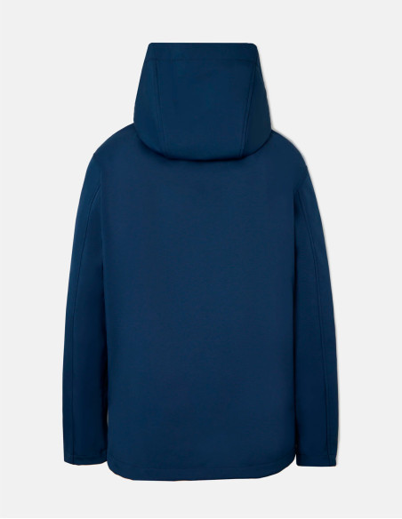 Chaqueta Cortavientos Hombre Silbon Azul con Capucha - Impermeable Cas