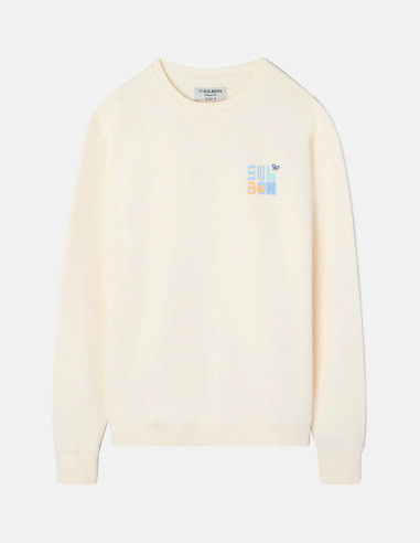 Sudadera Hombre Silbon Crema Estampado Geometric - 100% Algodón Regular Fit