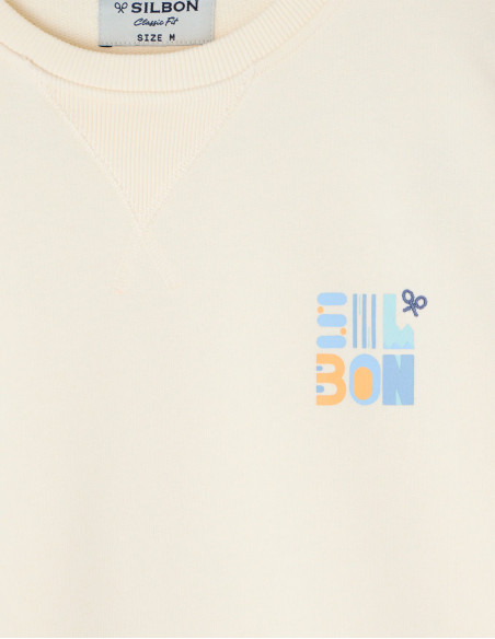 Sudadera Hombre Silbon Crema Estampado Geometric - 100% Algodón Regular Fit