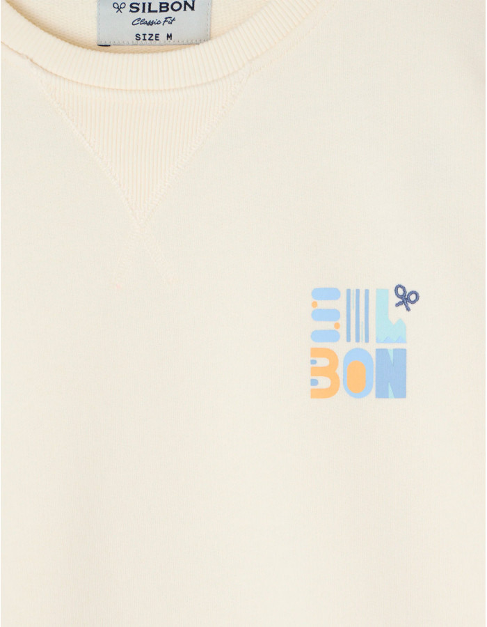Sudadera Hombre Silbon Crema Estampado Geometric - 100% Algodón Regular Fit