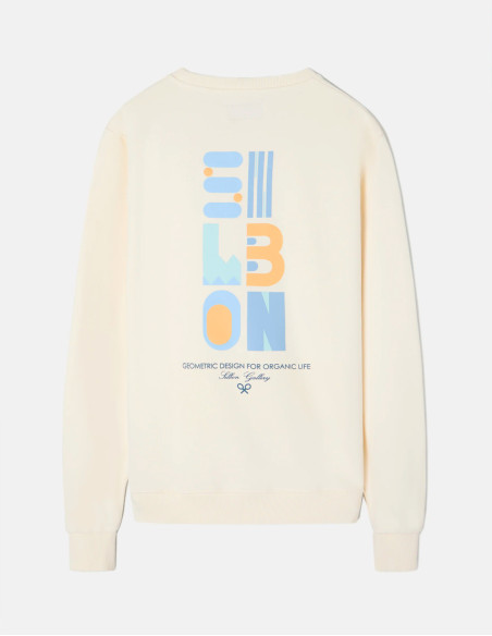 Sudadera Hombre Silbon Crema Estampado Geometric - 100% Algodón Regular Fit