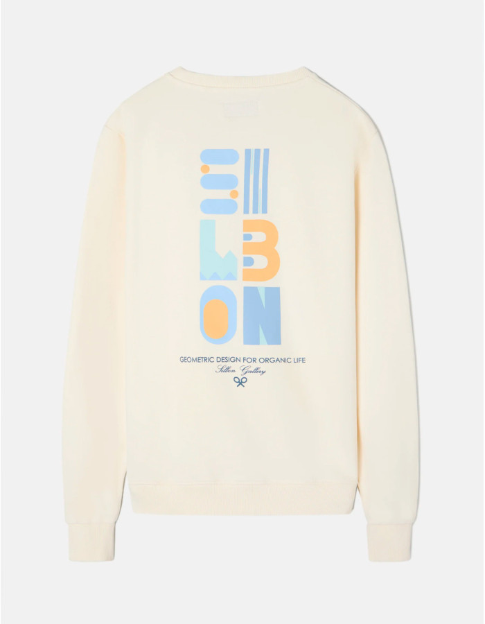 Sudadera Hombre Silbon Crema Estampado Geometric - 100% Algodón Regular Fit