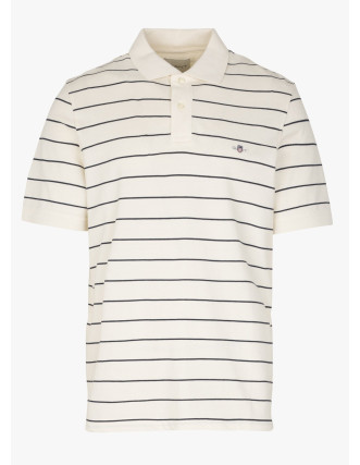 GANT Polo de manga corta a rayas crema - Confort elegante en 100% algodón