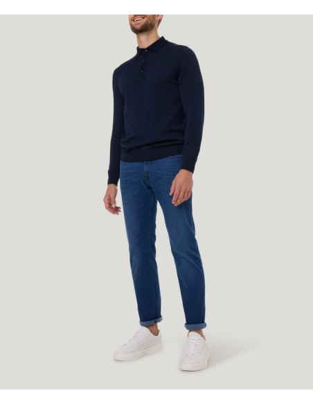 Vaqueros Pierre Cardin Lyon Tapered Fit Hombre - Azul Clásico