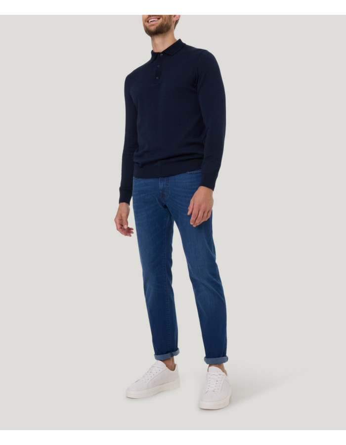Vaqueros Pierre Cardin Lyon Tapered Fit Hombre - Azul Clásico