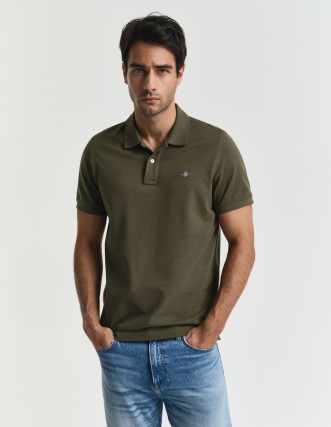 Descubre el POLO GANT Regular Shield Pique en Verde Junípero