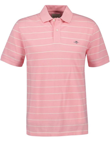 GANT Polo de manga corta a rayas en rosa geranio - Comodidad con estilo GANT Polo de manga corta a rayas en rosa geranio - Comodidad con estilo