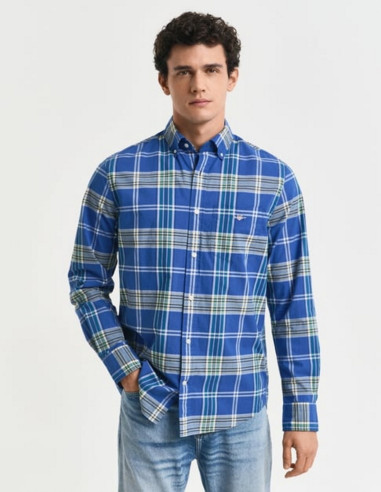 Camisa Hombre Gant Regular Fit Cuadros Azul | Manzanos Moda