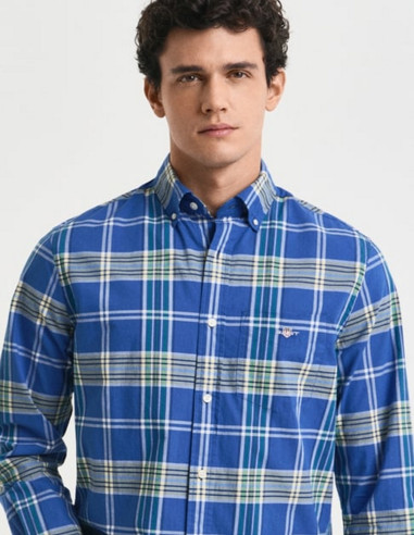 Camisa Hombre Gant Regular Fit Cuadros Azul | Manzanos Moda