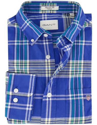 Camisa Hombre Gant Regular Fit Cuadros Azul | Manzanos Moda