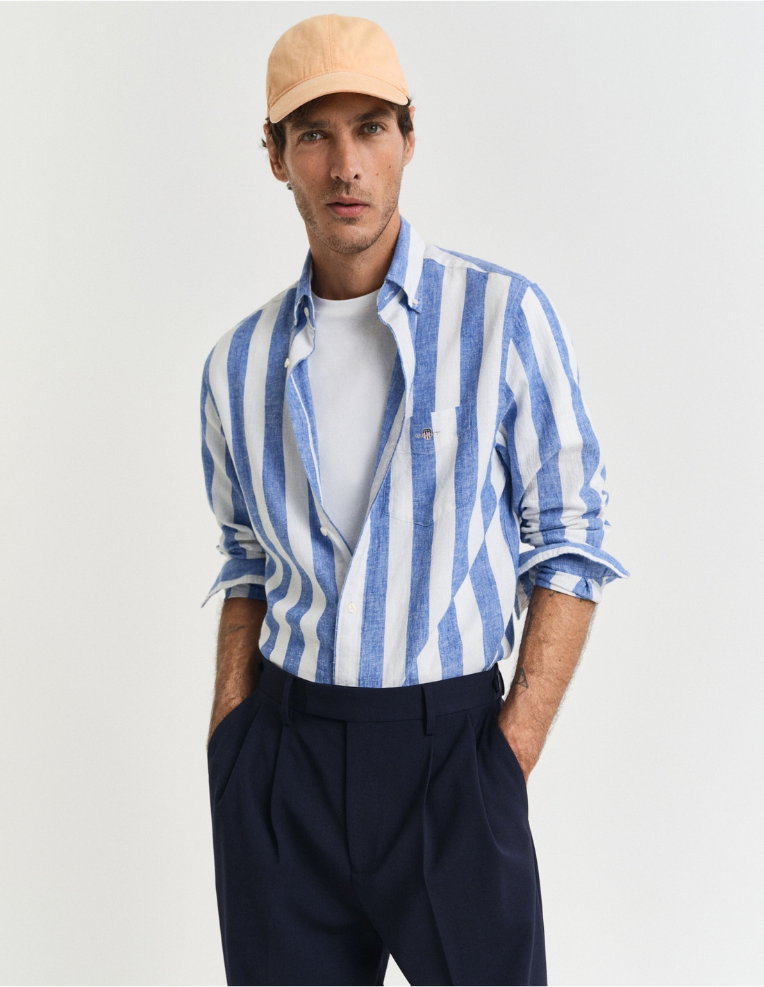 Gant Camisa de Rayas de Corte Regular en Azul Rico ¡Perfecta