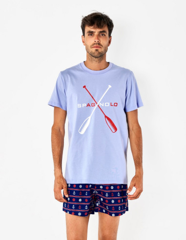Camiseta Spagnolo Hombre Manga Corta Celeste | Manzanos Moda