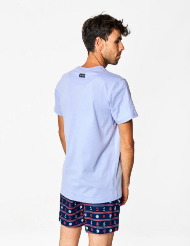 Camiseta Spagnolo Hombre Manga Corta Celeste | Manzanos Moda